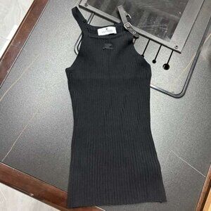 Courrèges women's black shoulder strap vest
